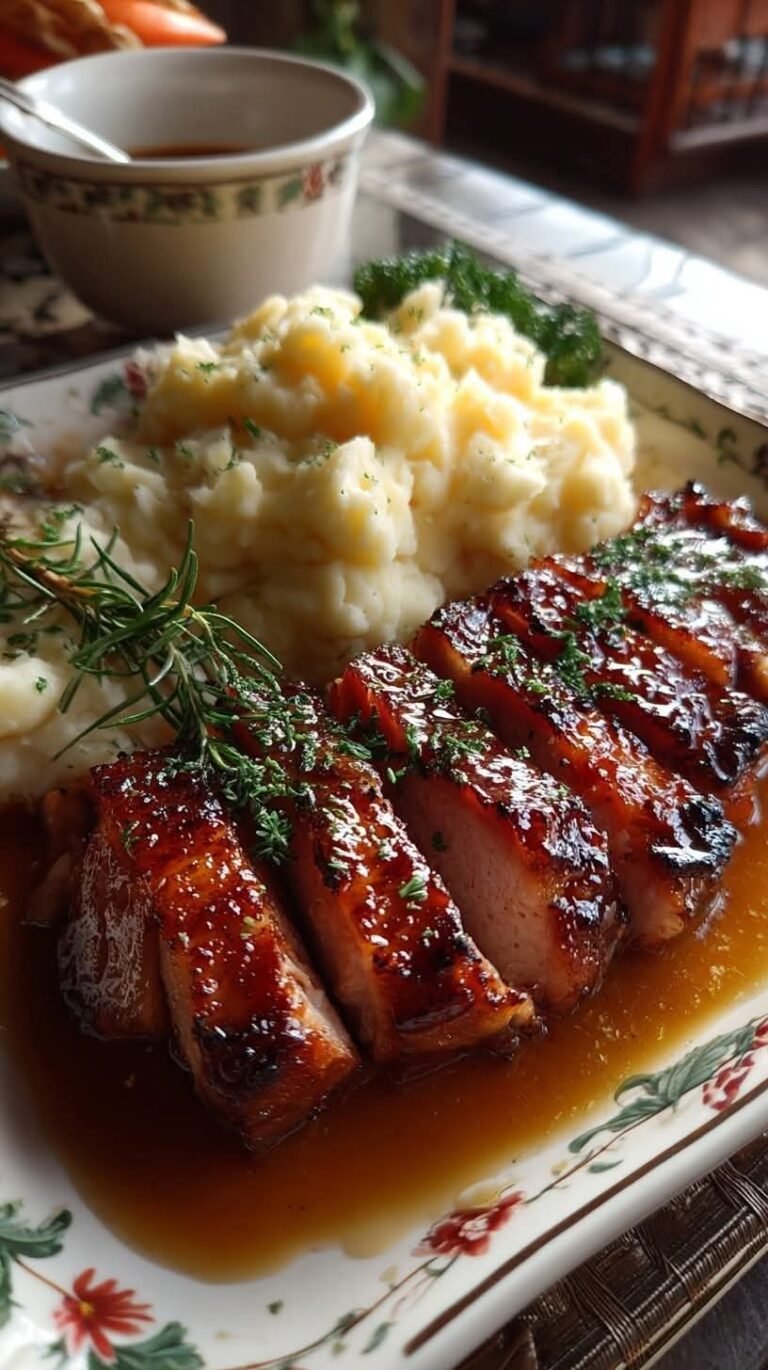Honey Glazed Ham with Mashed Potatoes