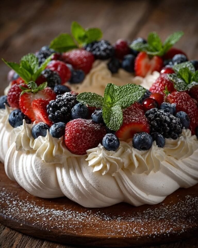 Holiday Wreath Meringues with Berries & Cream